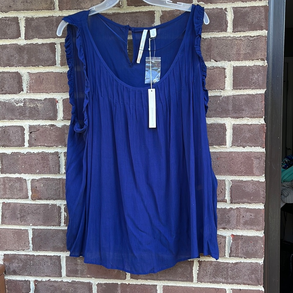 NWT LC LAUREN CONRAD Ruffle Trim Sleeveless Blouse